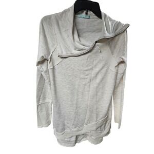 Maurice's Women's Size S Gray Asymmetrical Zip‎ Cowl Neck Long Sleeve Tunic Top